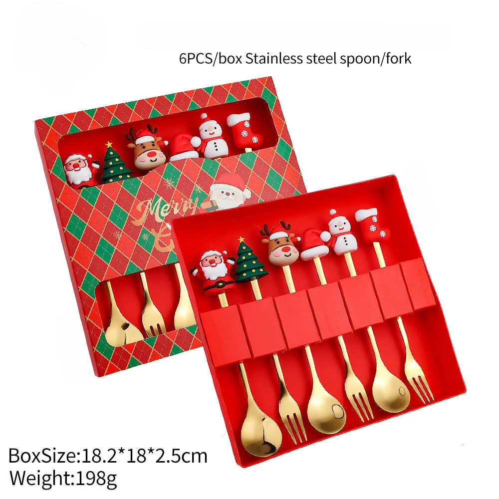 Weihnachtliches Besteckset – Edelstahl, Santa Design