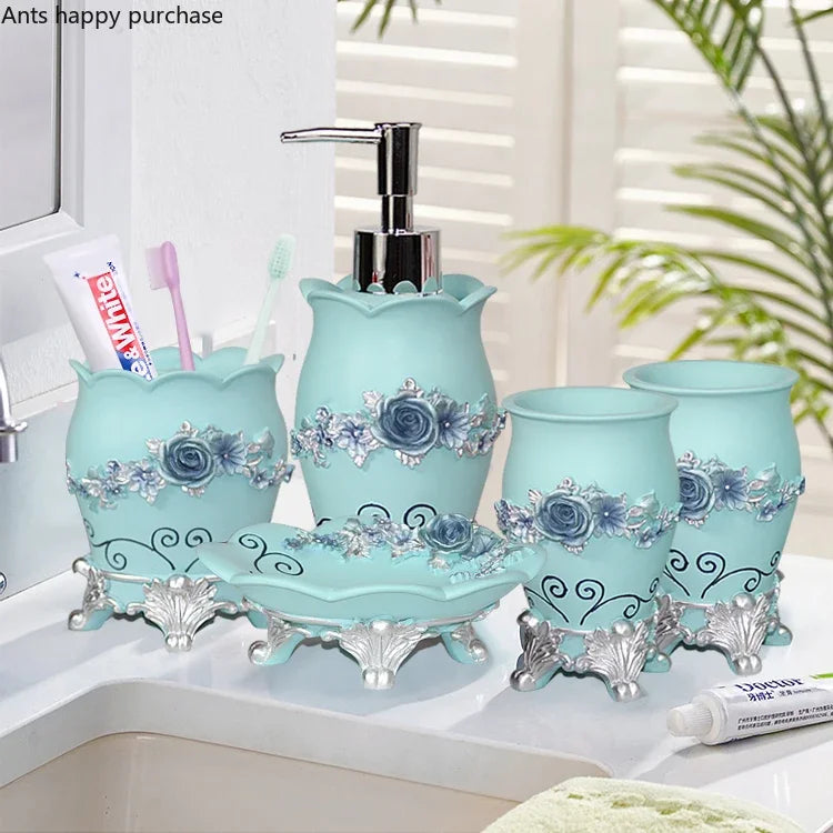 Modernes Resin Bad Set, 5-teilig rechteckige Form, in verschiedenen Farben erhältlich