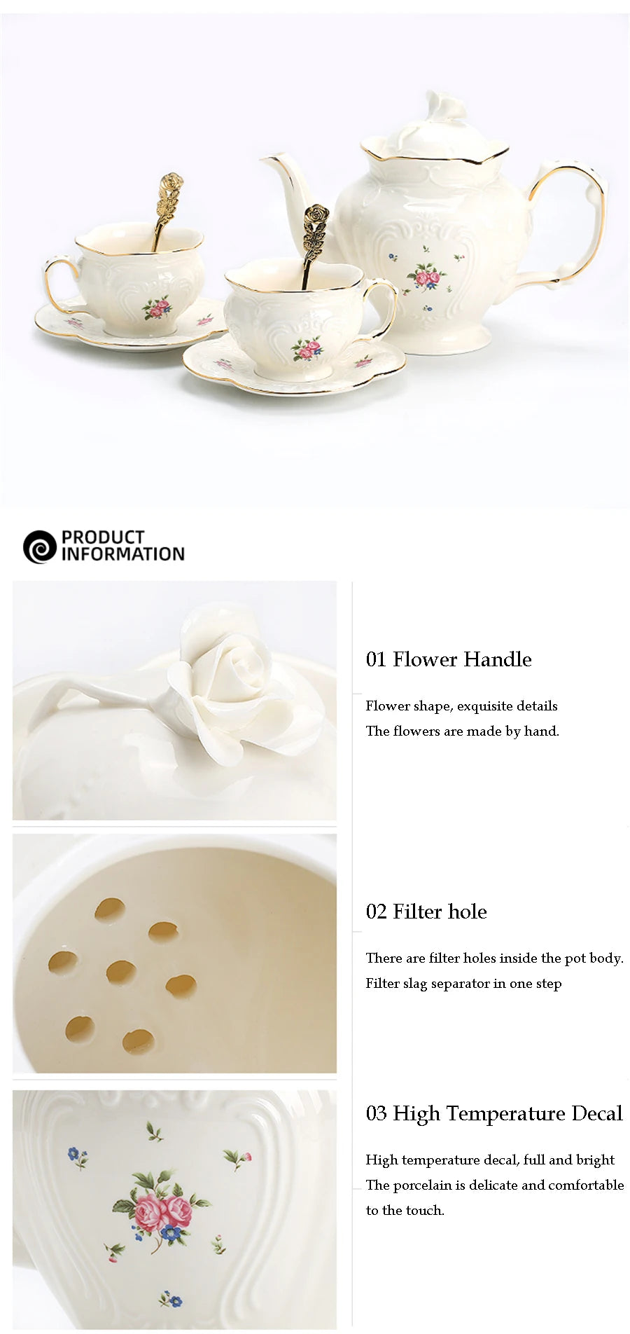 Vintage Teeset – Porzellan Blumen Design für Zuhause