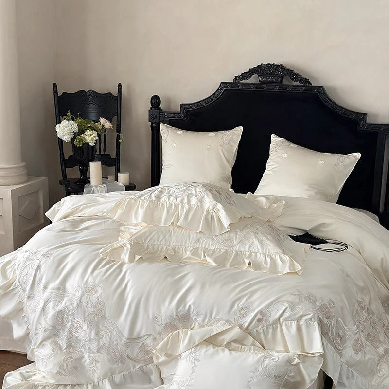 Bettwäsche Set – Ägyptische Baumwolle Blumenstickereien