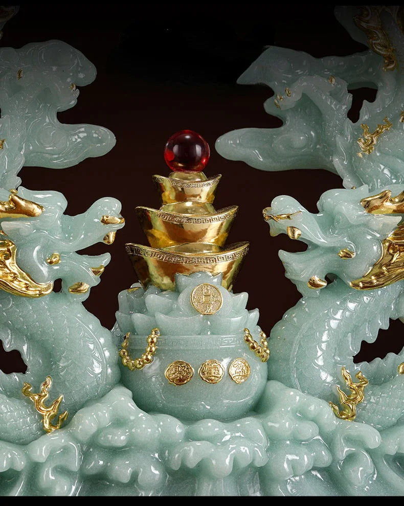 Drachenschatz-Topf aus Harz, traditionelles Design, 22.5cm Figurine