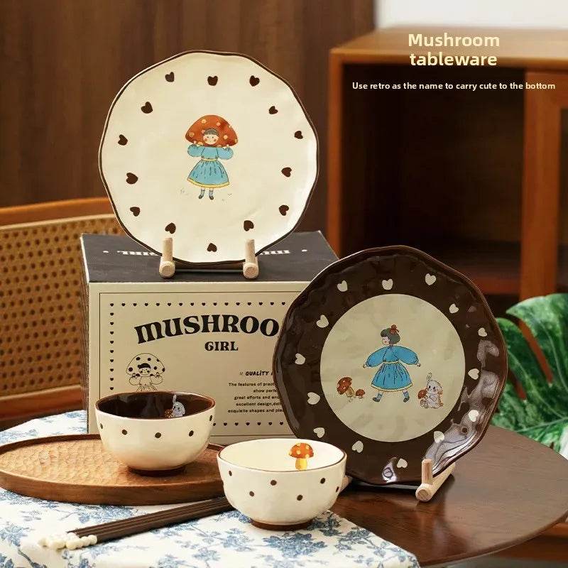 Mushroom Girl Keramikset – Vintage & Umweltfreundlich