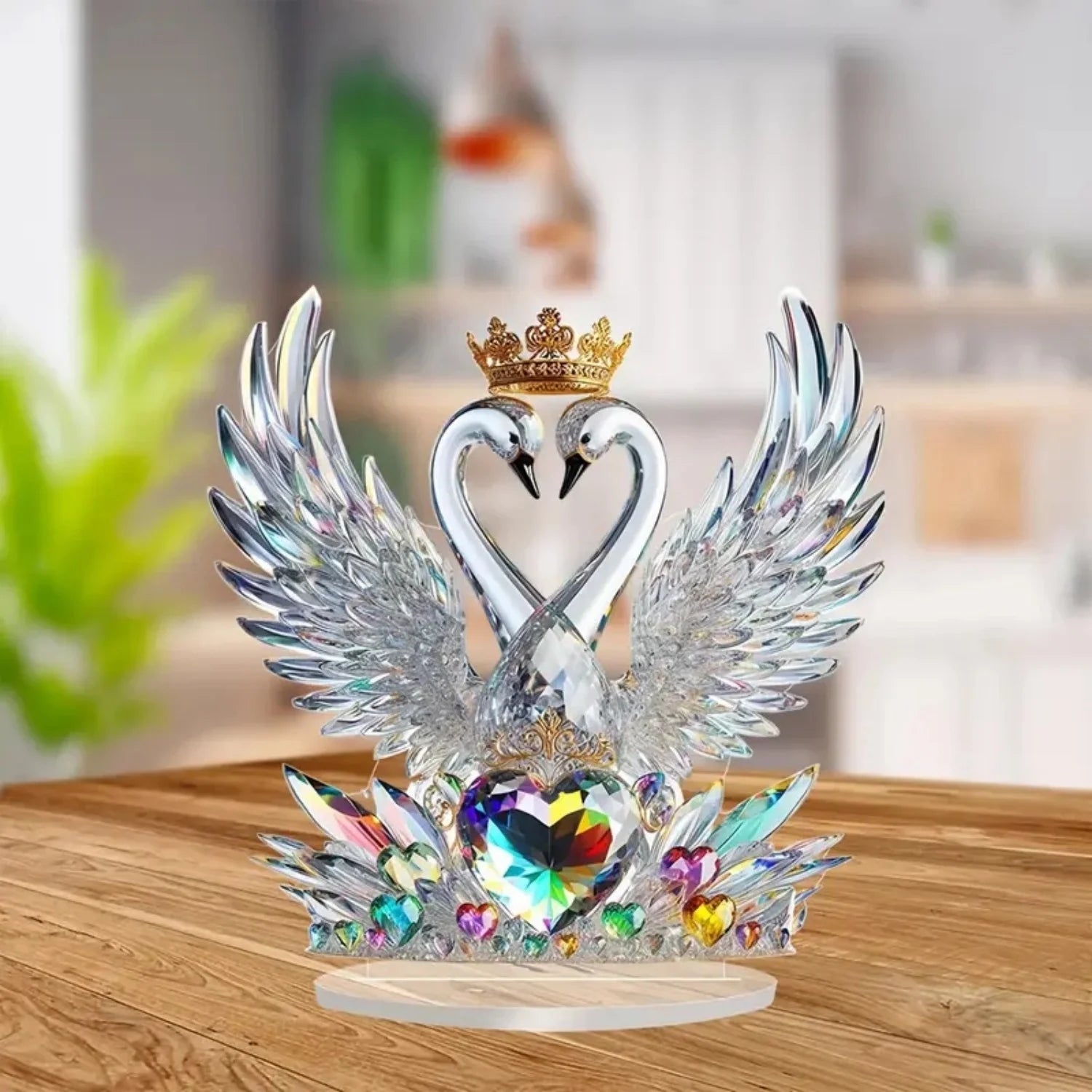 Bunte Schwanenstatue – Acryl Design – Ideal für Zuhause oder Café