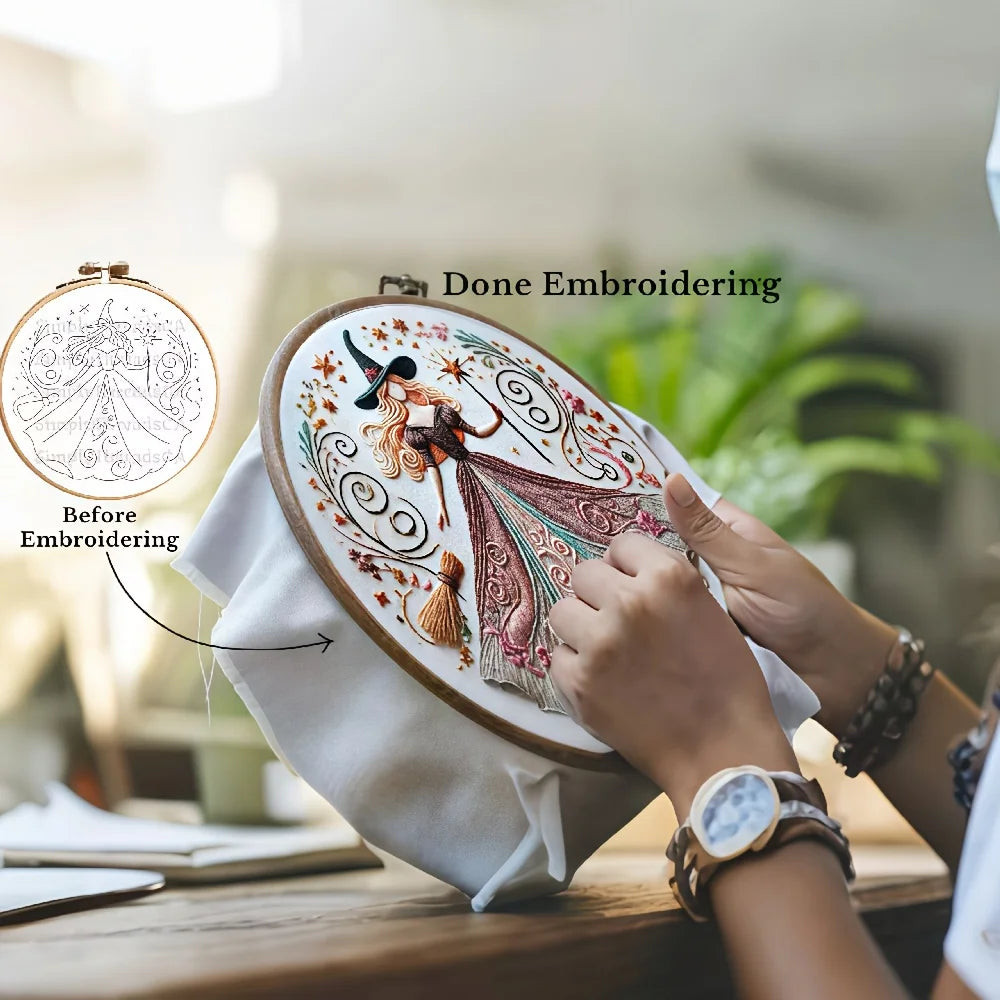 Halloween Stickerei - Baumwoll Hexendesign Kit