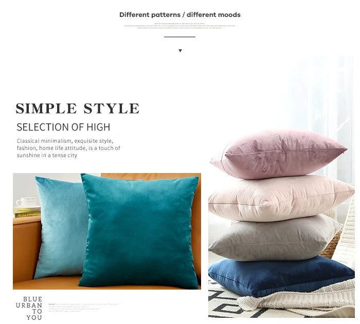 Samt Kissenbezug – Einfarbig – 45x45cm