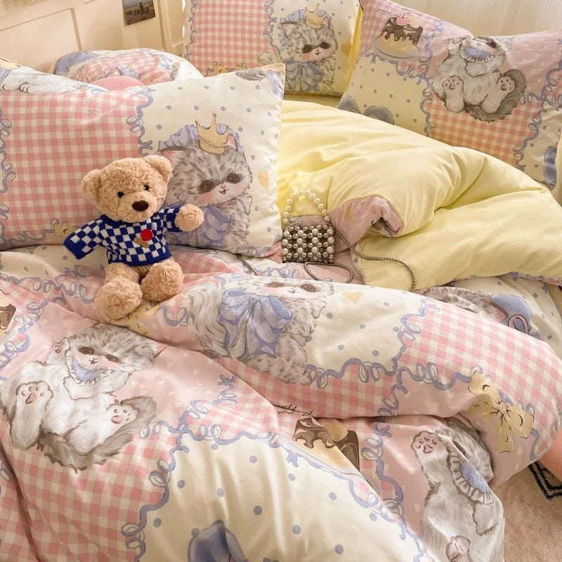 Blumen Bettwäsche Set – Cartoon Polyester – Queen 200x230cm