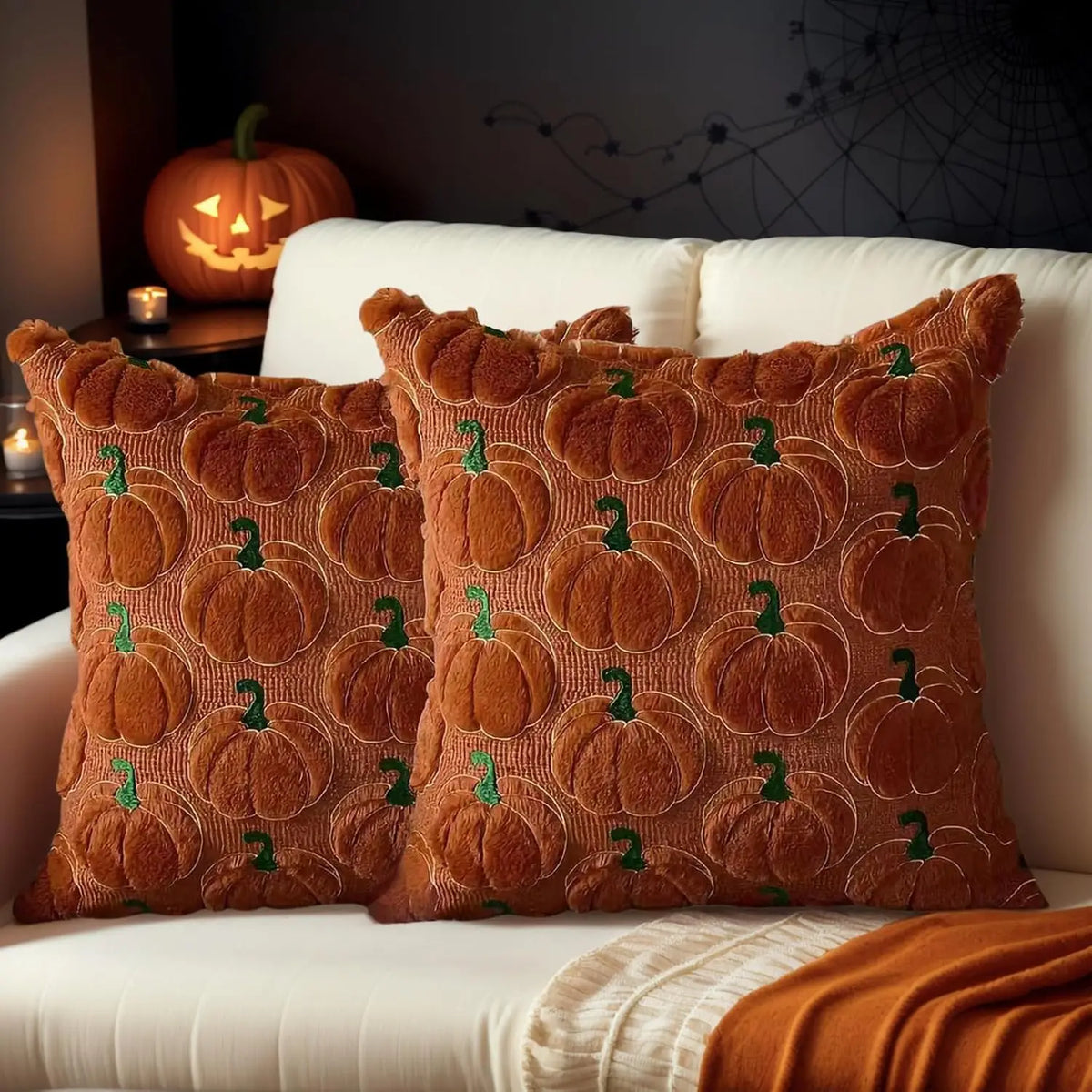 Herbst Kissenbezüge – Faux Fur Strick – 45x45CM Rost