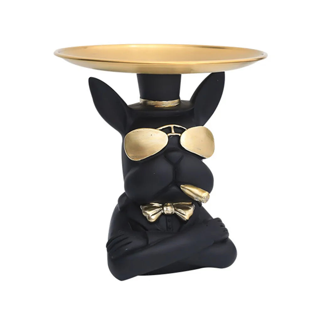 Bulldog Resin Skulptur – Stilvolles Tablett Heimdeko