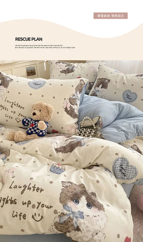 Blumen Bettwäsche Set – Cartoon Stil – Universalgrösse