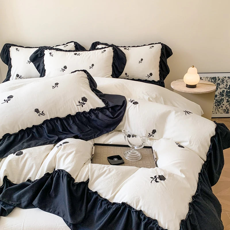 Luxus Bettwäsche Set – Besticktes Polyester – Verschiedene Grössen