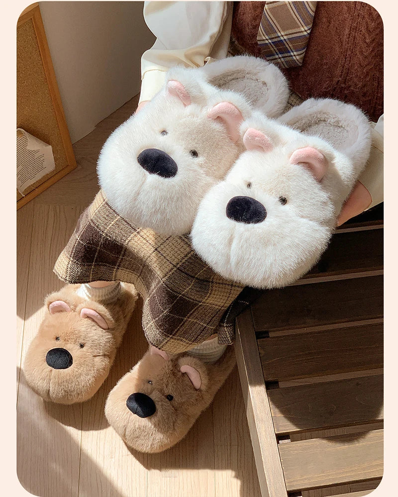 Fluffy Dog Hausschuhe – Kunstfell Cottage Stil – Für Drinnen