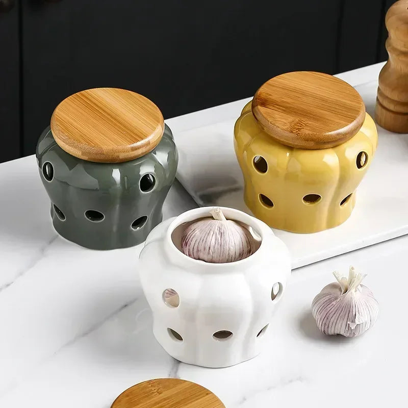 Knoblauch Vorratsdose – Keramik Kürbis – Küchen Deko