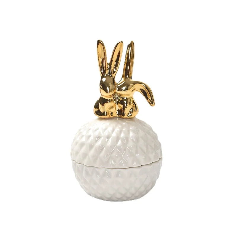 Keramik-Aufbewahrung – Eleganter Goldakzent – Klein & Rund