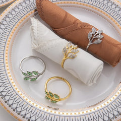 Serviettenringe – Elegantes Blatt-Design – Metallset