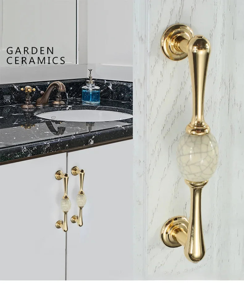 Vintage Türgriffe aus Zinklegierung – Gold, Weiss, Massivholz