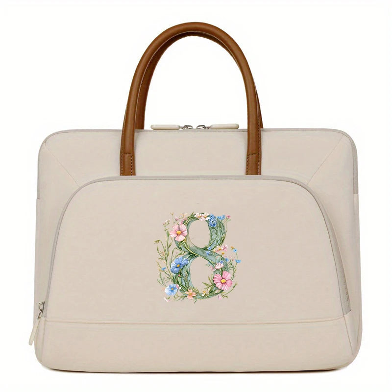 Laptop-Aktentasche - Florales Polyester - Grosses Volumen