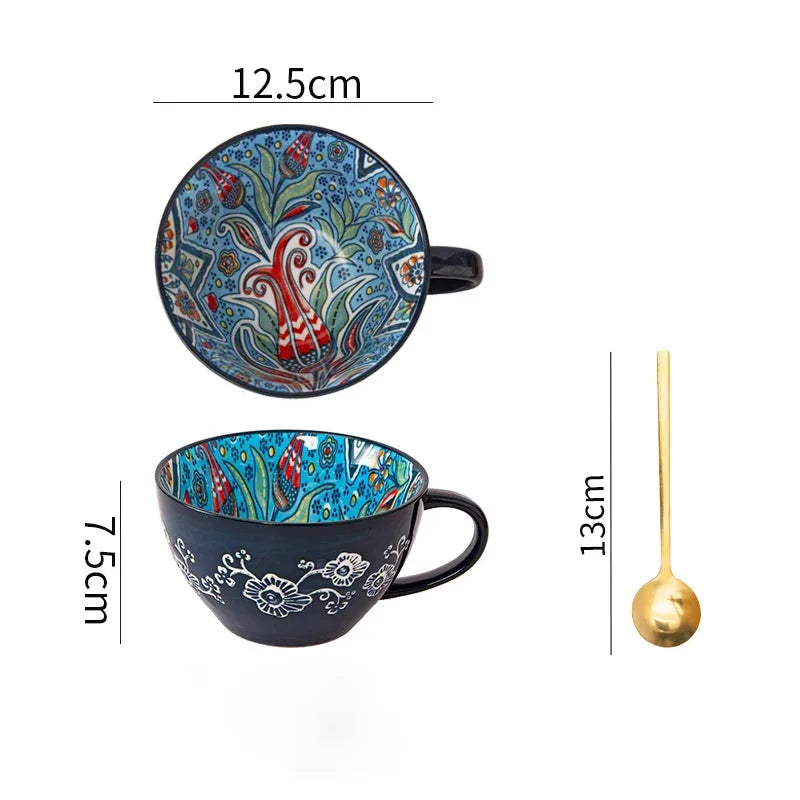 Keramik Frühstücksbecher – Boho – Grosse Kapazität