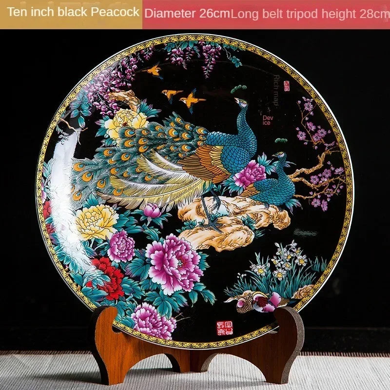 Keramikdeko-Teller in Weiss auf 26cm Stativ im Boho-Stil