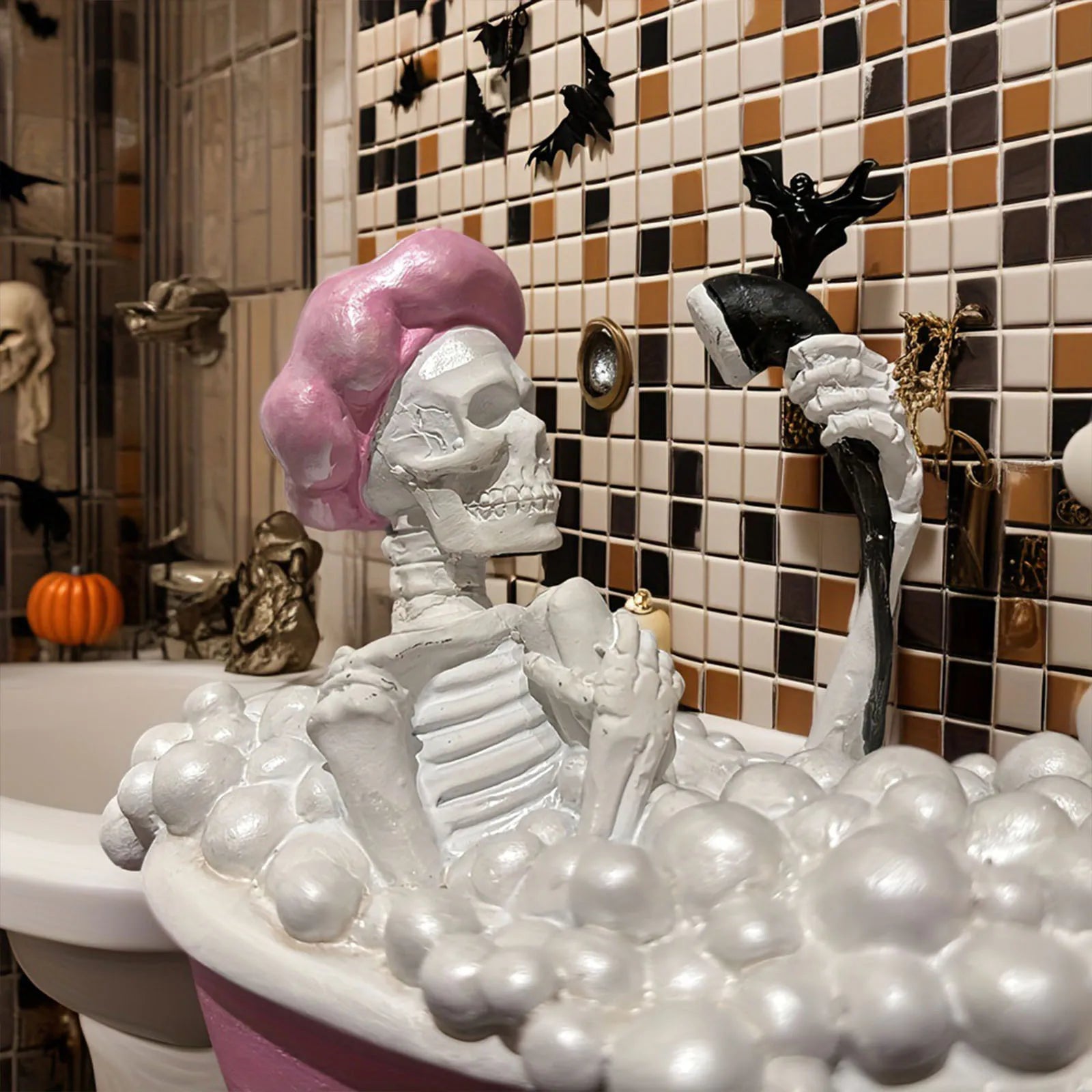 Halloween Deko Skelett - Badewannen-Ornament aus Harz