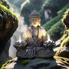 Buddha Laterne – Lotus aus Harz – Für Garten & Haus