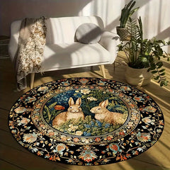 Runder Teppich – Retro-Blumendesign – 120x120cm