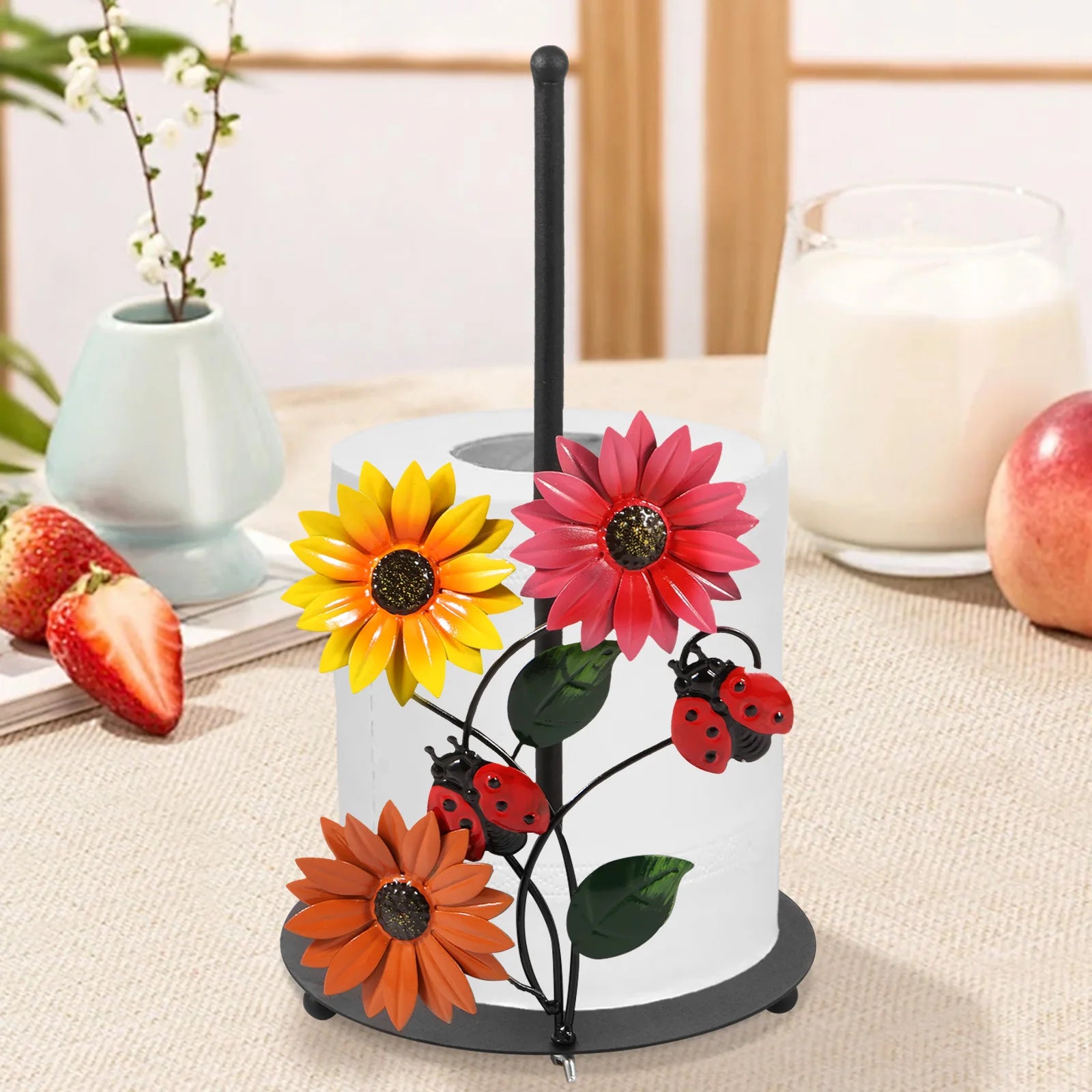 Sonnenblumen-Küchenrollenhalter – Vintage-Metall – 18 x 33 cm