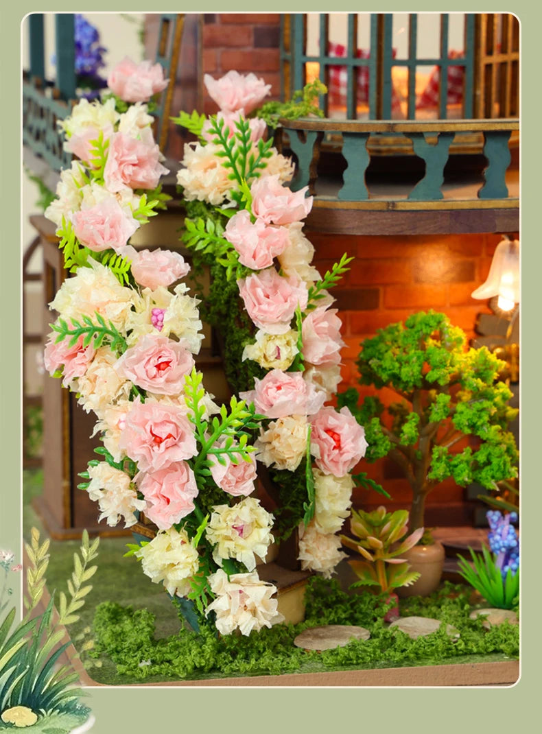 DIY Puppenhaus Bausatz – Handgefertigtes Holzmodell mit Licht