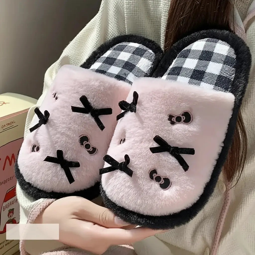 Damen Hausschuhe – Plüsch Cartoon Design – Flacher Absatz, Indoor