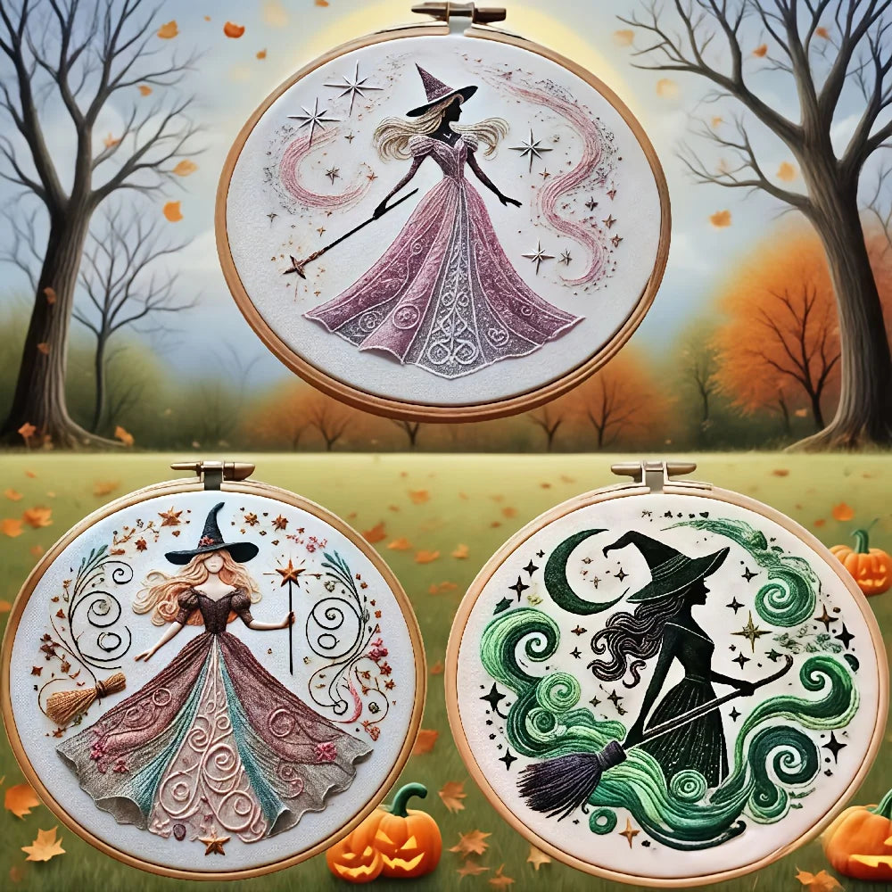 Halloween Stickerei - Baumwoll Hexendesign Kit