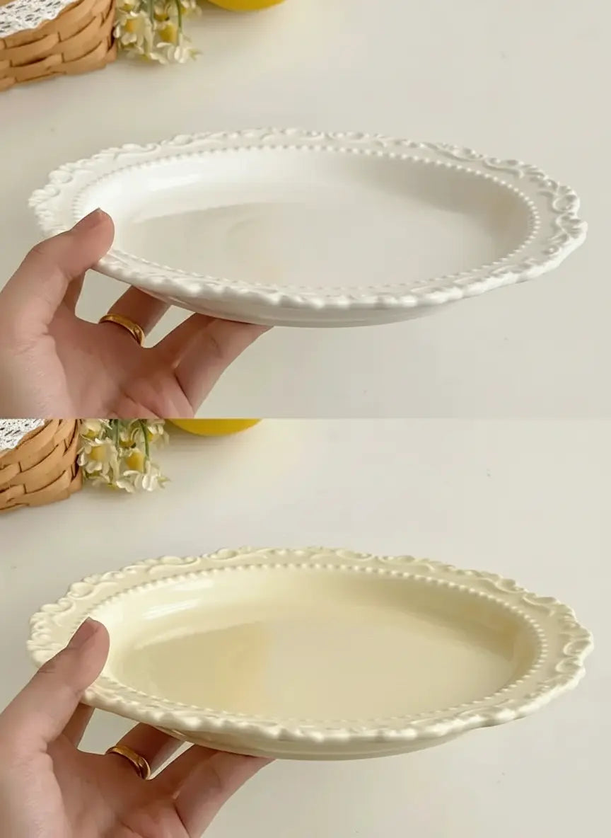 Französischer Keramikteller – Zuhause Café Floral