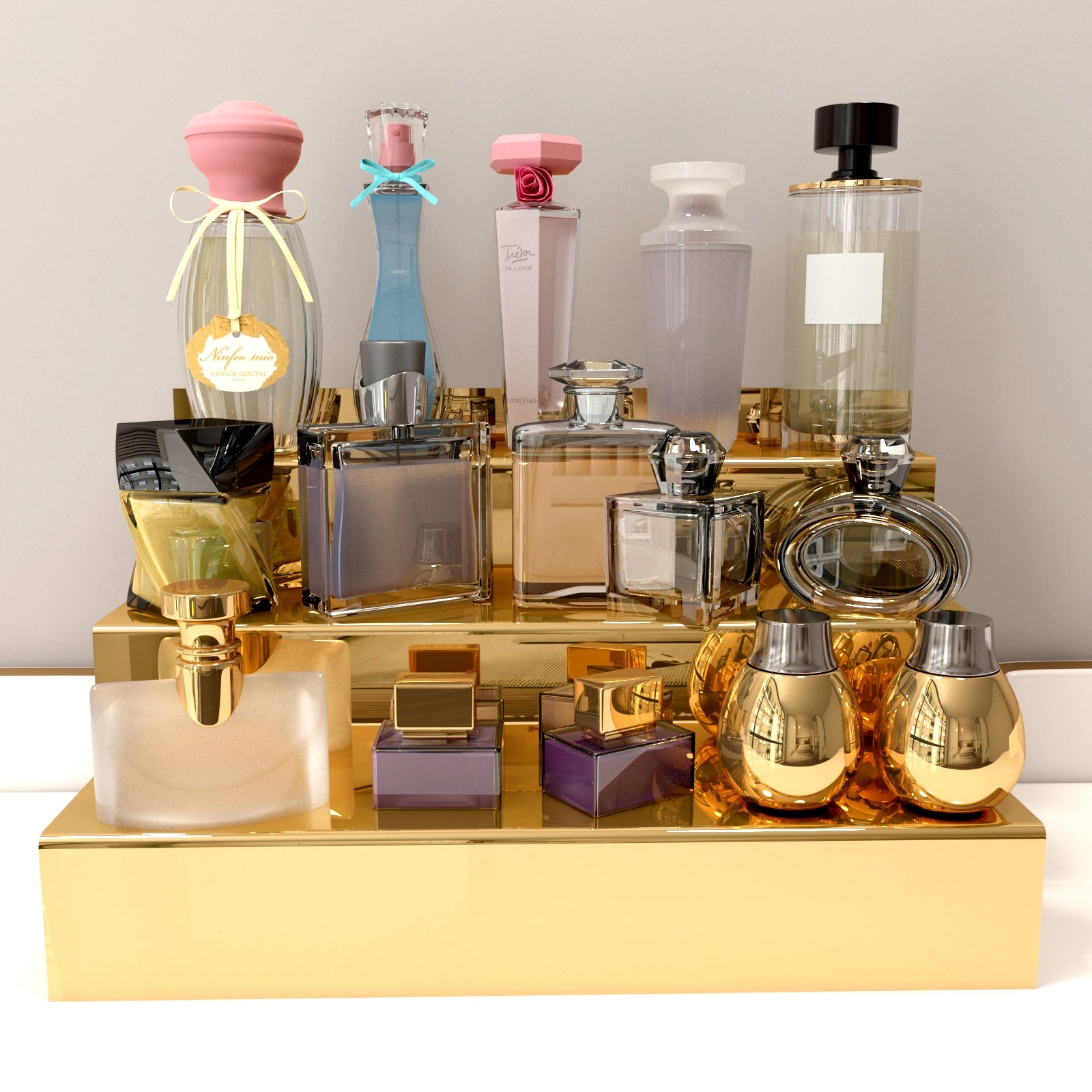 Acryl-Organizer – Gold Spiegel Design – 30x25x13 cm