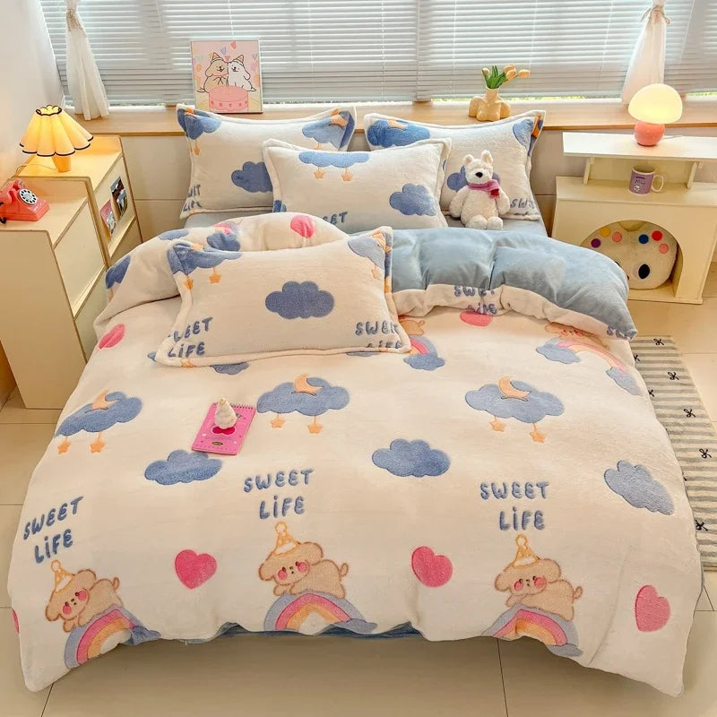 Florale Milchfleece – Moderne Doppelbettdecke 220x240