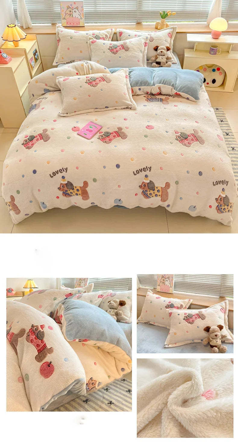 Florale Milchfleece – Moderne Doppelbettdecke 220x240