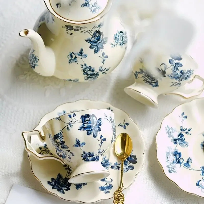 Keramik Teetassen-Set – Vintage Florales Porzellan