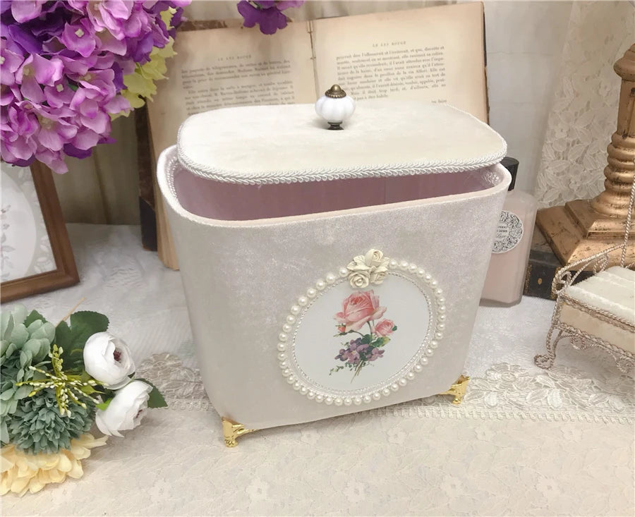 Samt Aufbewahrungsbox – Retro-Design – Perlenbesatz