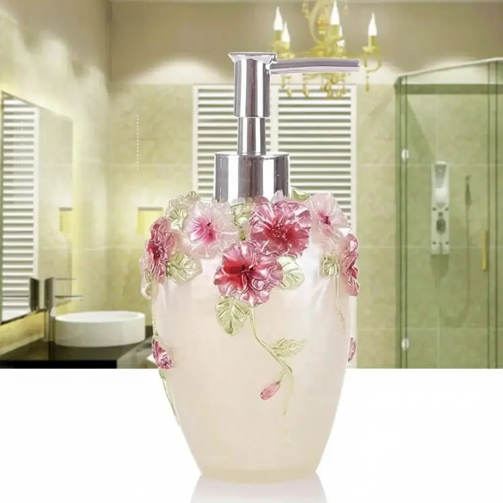Floraler Seifenspender – Harz Vintage Badezimmer-Essential