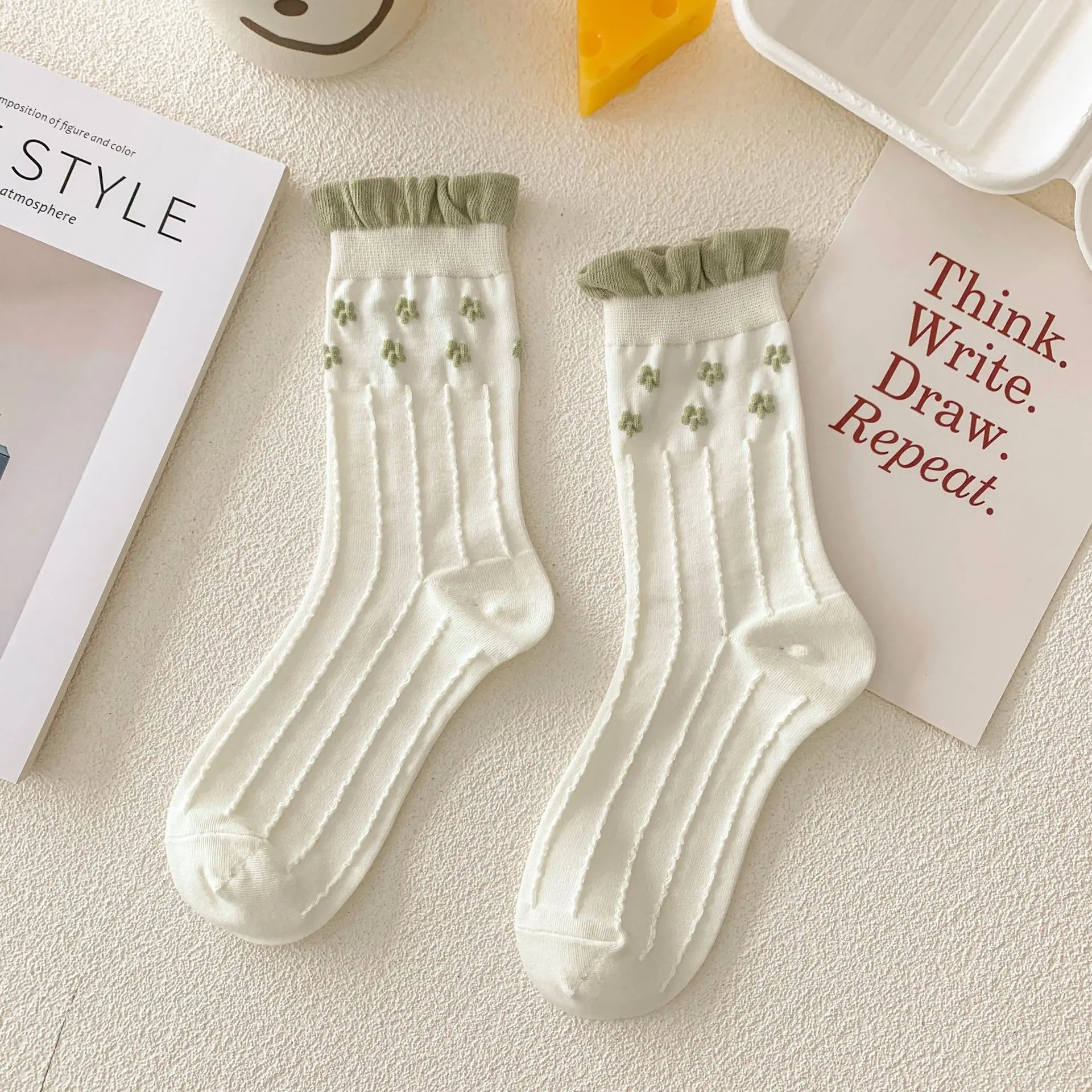 Blumenmuster Socken – Weiches atmungsaktives Set