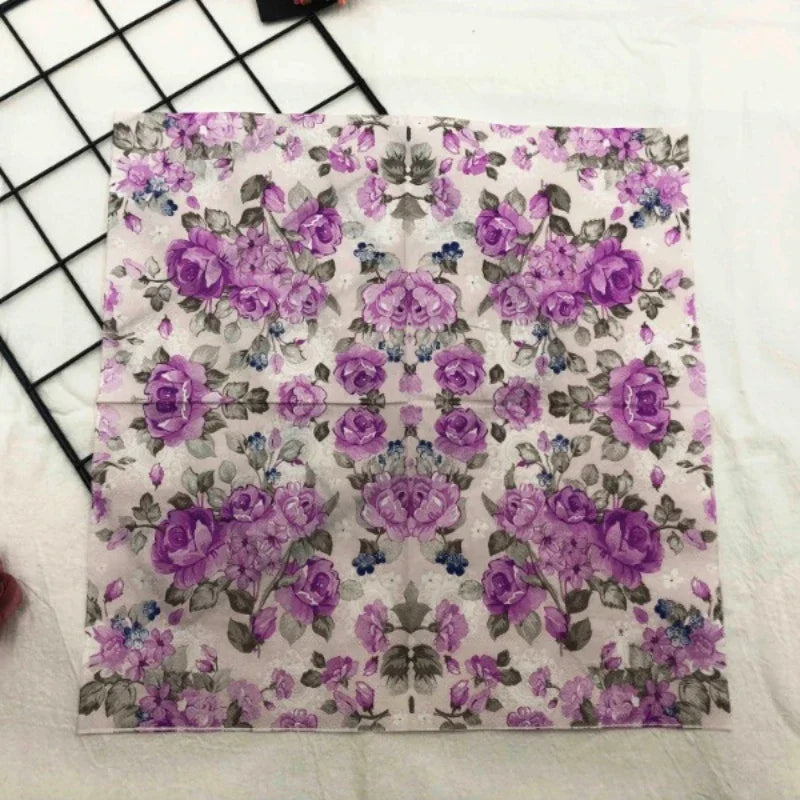 Bedruckte Papierservietten – Lila Blumen 2-lagig – 20er-Set