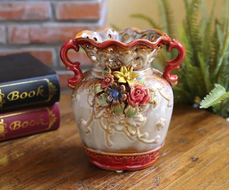 Keramik Handwerks Vase – Folk Art Design