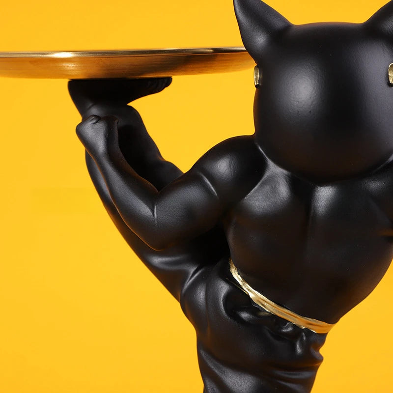 Bulldoggen Skulptur – Moderner Harz Aufbewahrungstablett