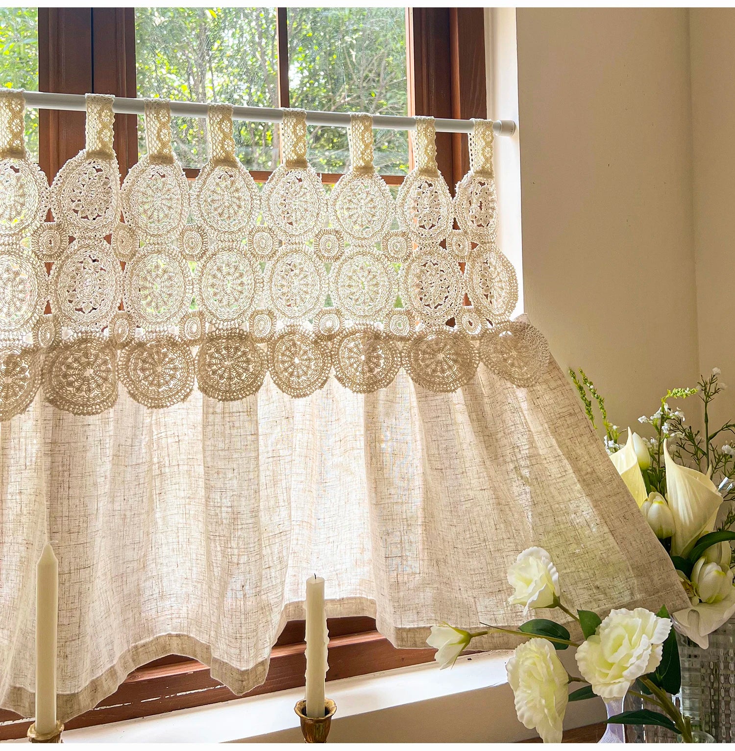 Imitation Hanfvorhang – Boho Spitze – B110 x H60cm