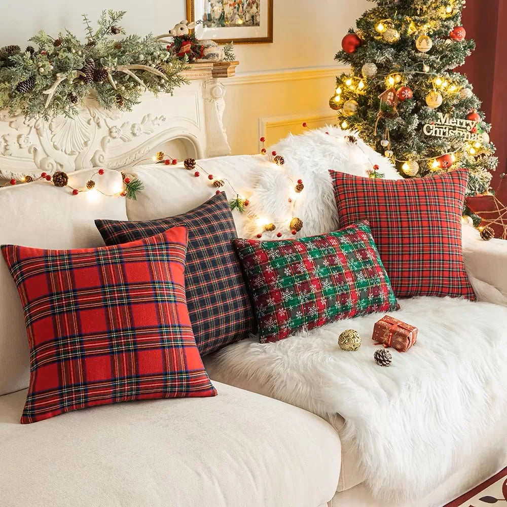 Weihnachtliches Karo Kissenbezug – Schottischer Tartan – 60x60cm