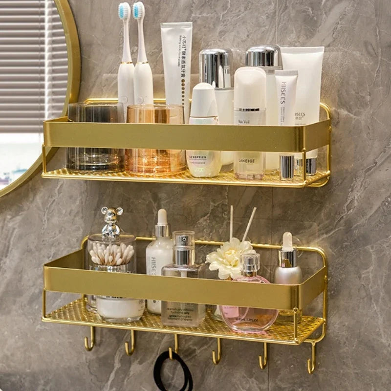 Goldenes Badezimmerregal – Eisen Wandmontage – 42cm