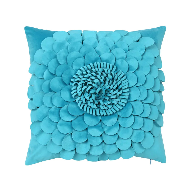 Florales Kissenbezug aus Samt – Handgemachtes 3D Design – Sofa/Bett