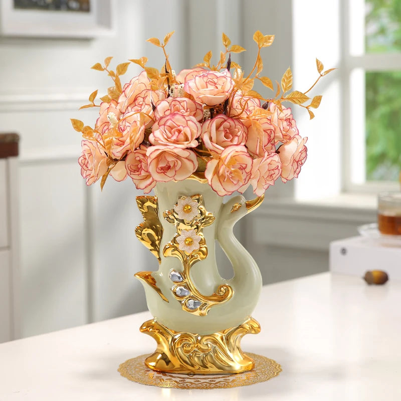 Moderne Vase – Goldglas & Keramik – Wohnzimmereinrichtung