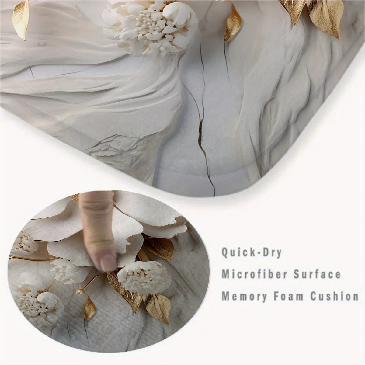 Badezimmermatte – Modernes Suede Blumenmuster