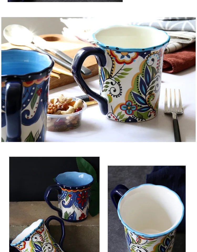 Porzellan-Keramiktasse – Handbemalt – 500ml