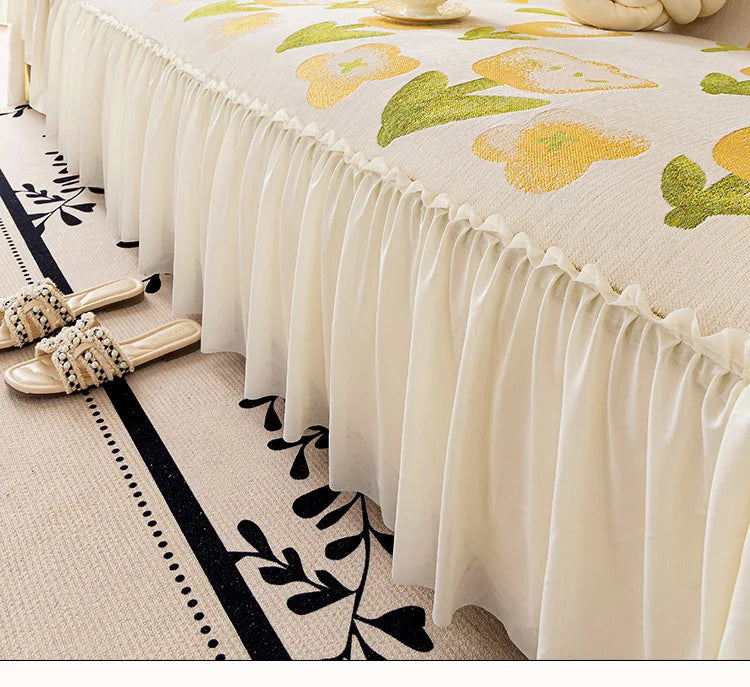 Sofaüberwurf – Florales Chenille – Anti-Rutsch 180x180cm