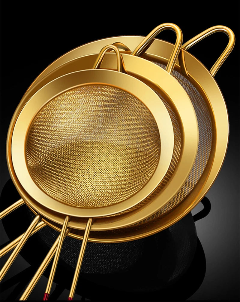 Feinmaschiges Sieb – Gold-Edelstahl – 3 Grössen