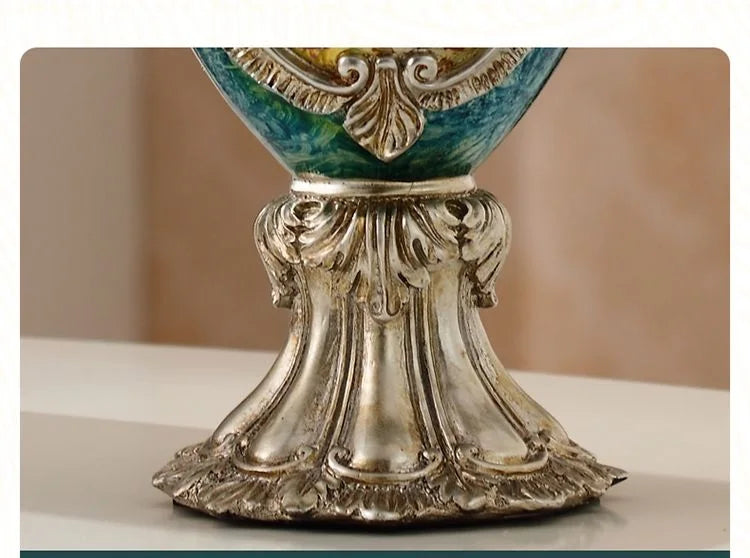 Weisse Harzvase im europaeischen Stil, 30CM x 25CM, für Wohnzimmer